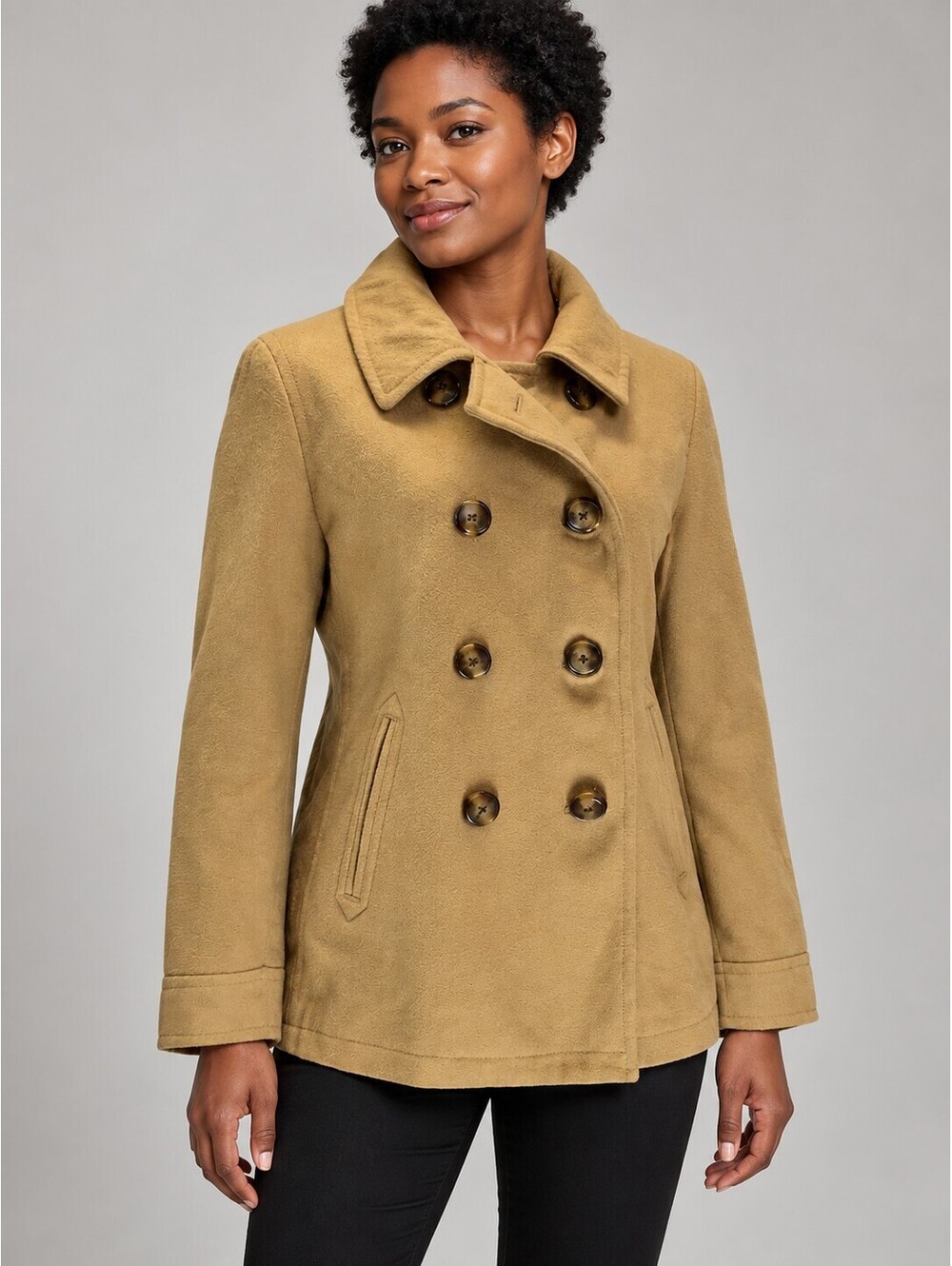 Old Navy M Camel Tan Wool Blend Double Breasted Peacoat